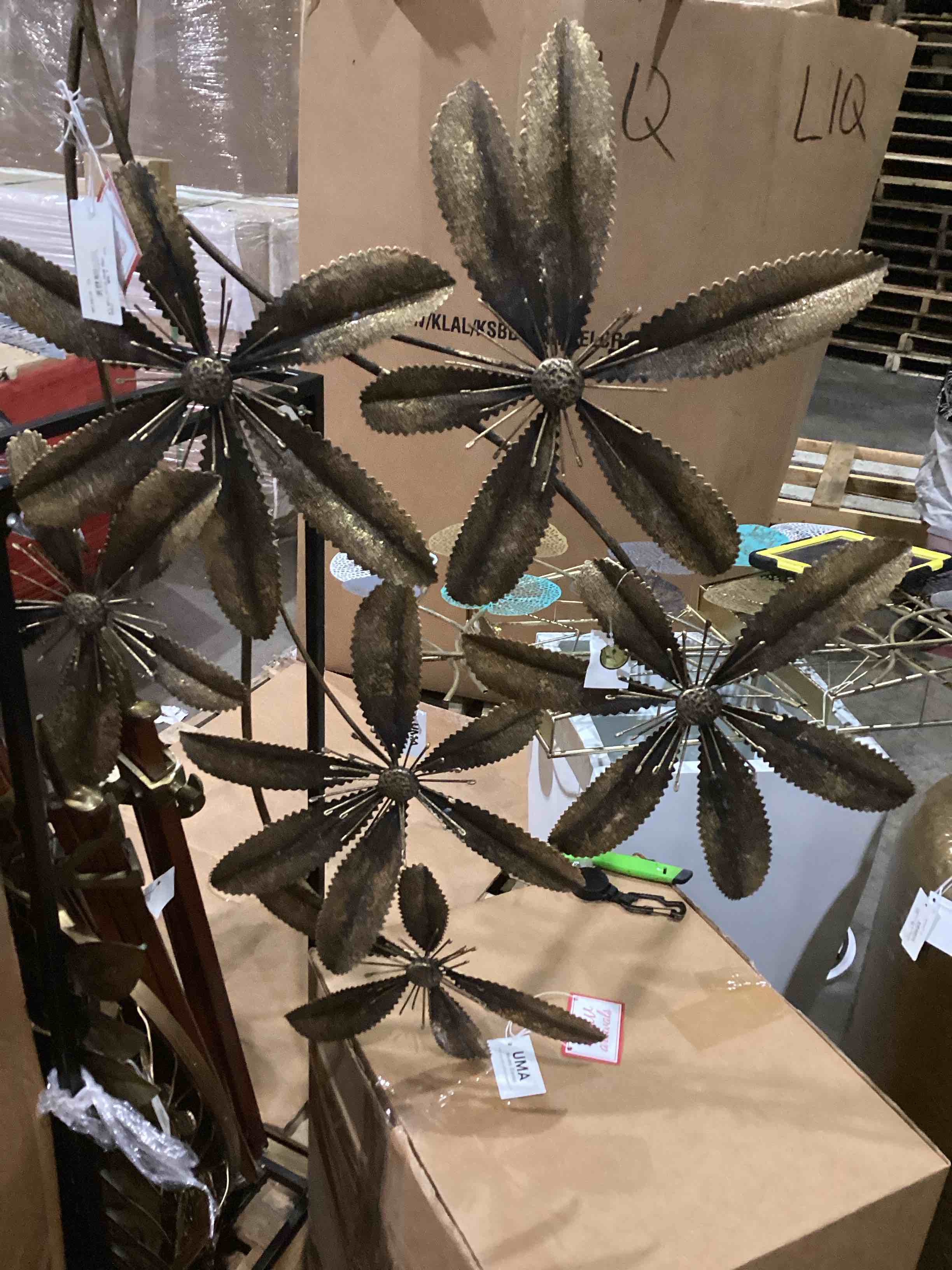 Gold Metal Floral 3D Home Wall Decor, 28" x 2" x 39"