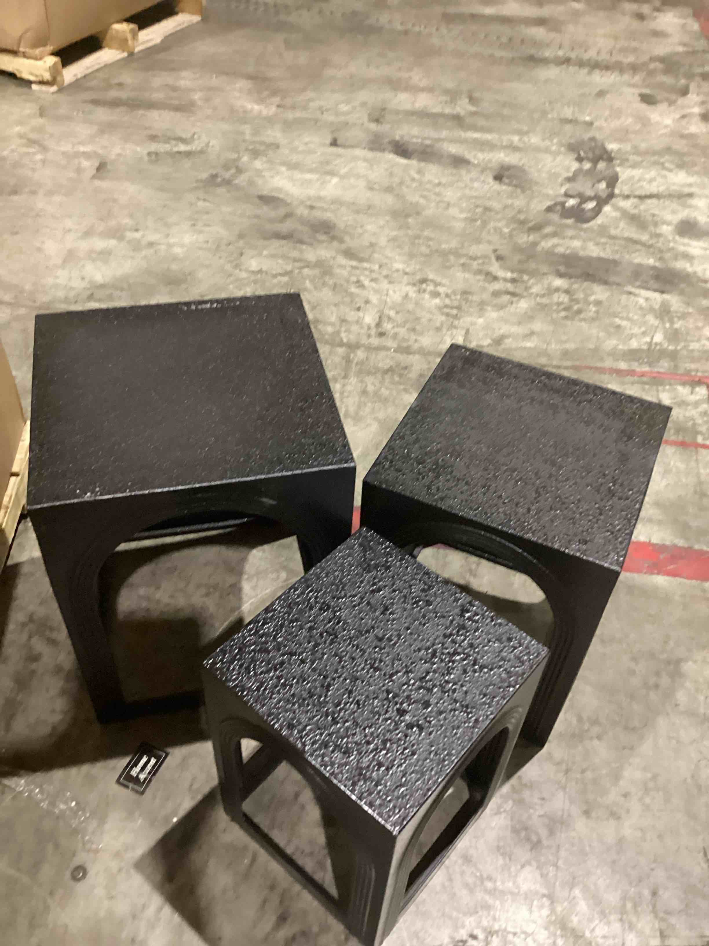 metal side nesting table set of three