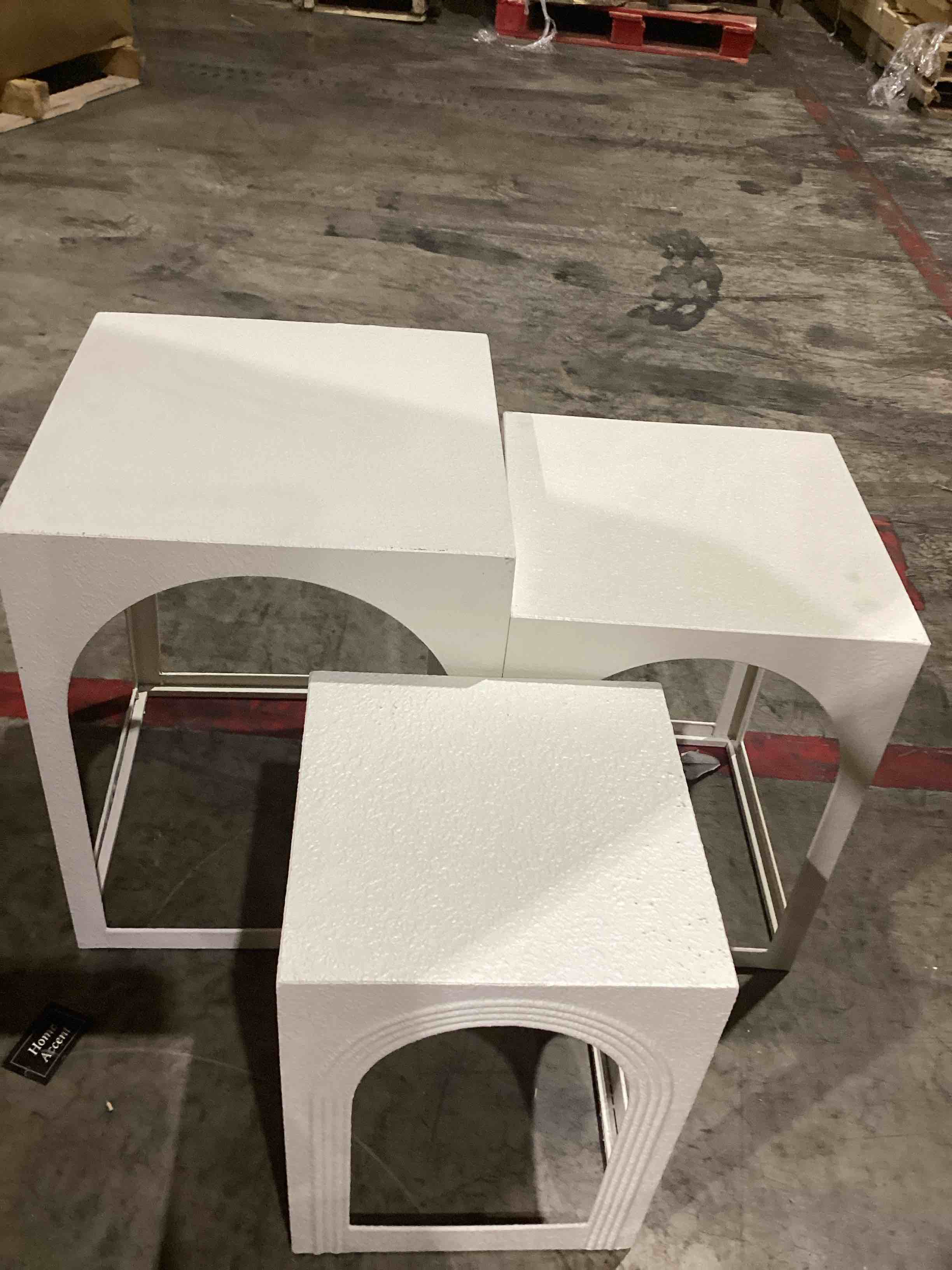 metal side nesting table set of three