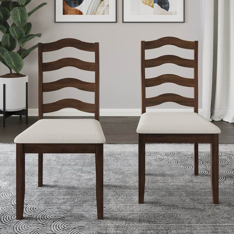 (Similar))Ocossio Linen Ladder Back Side Chair Dining Chair( set of 2)