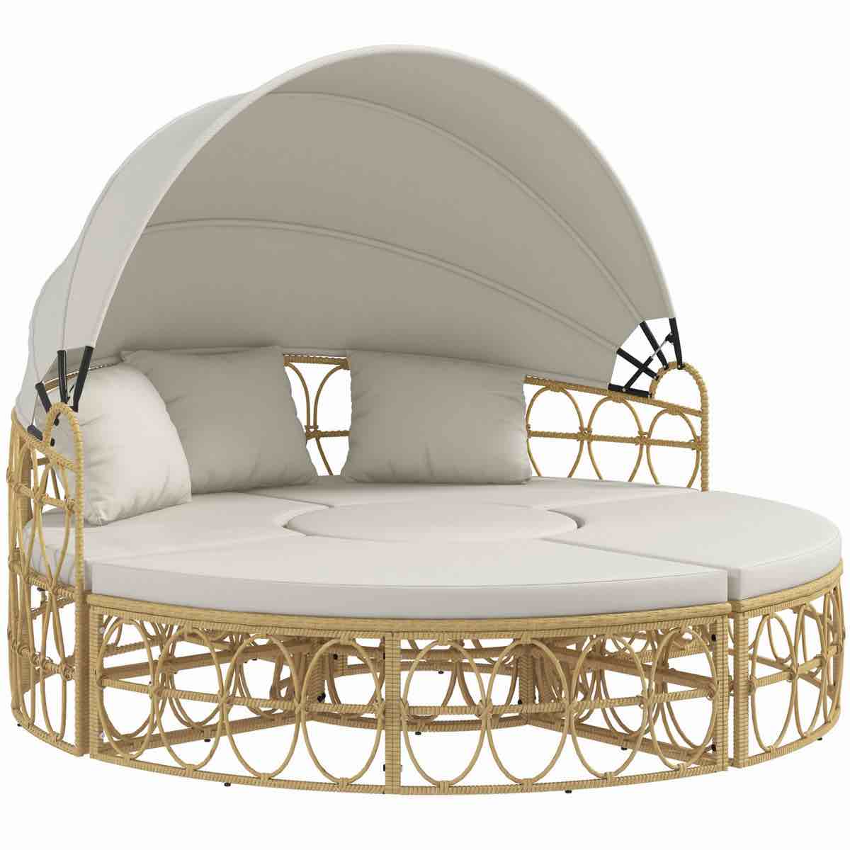 (Item incomplete))Ziyamet 70" Wide Outdoor Wicker Patio Daybed with Cushions