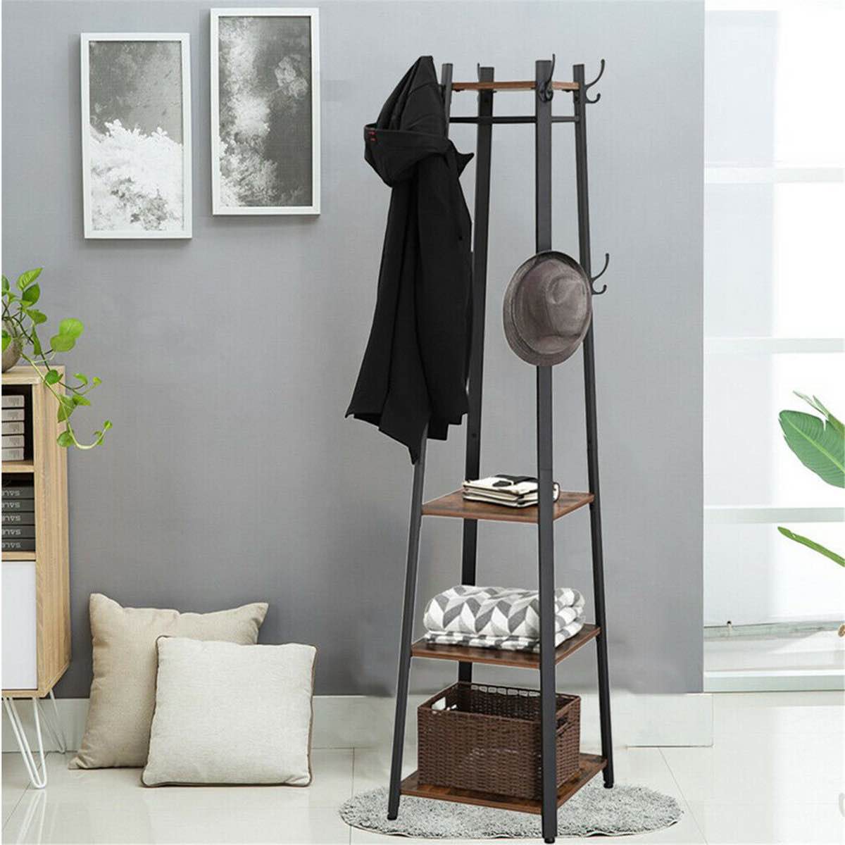(item similar))Coat Rack Iron Freestanding 8 - Hook Coat Rack