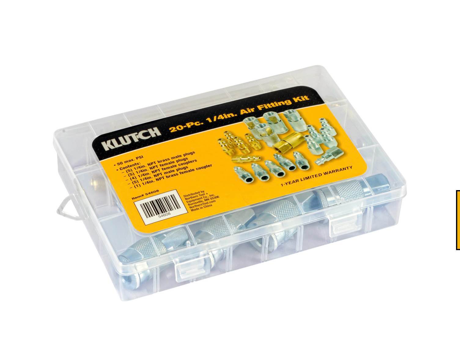 Klutch 20-Pc. Airline Connector Kit, 1/4in. NPT