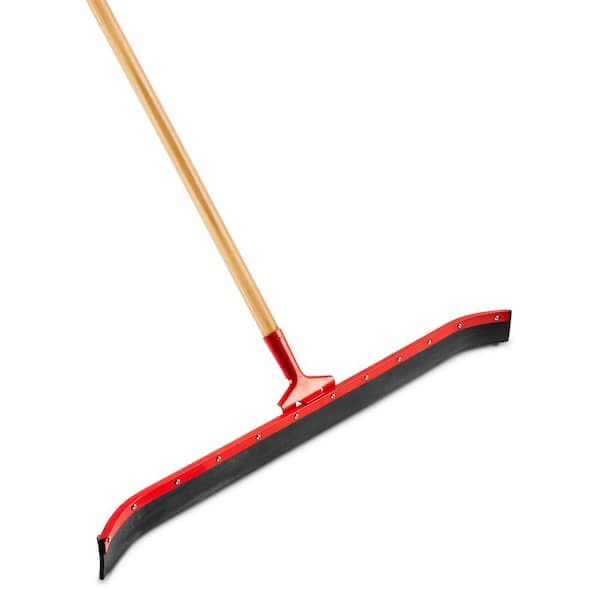 36 in. High Power Curved Rubber Floor Squeegee with 60 in. Wood Handle