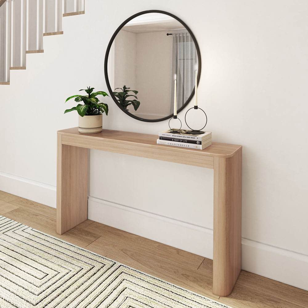 (Similar, incomplete))Plank+Beam Contour Console Table, 46 Inch, Solid Wood Sofa Table, Entryway Table for Hallway, Narrow Behind The Couch Table, Console Tables for Entryway, Living Room, Foyer, Easy Assembly, Black Black 46 Inch