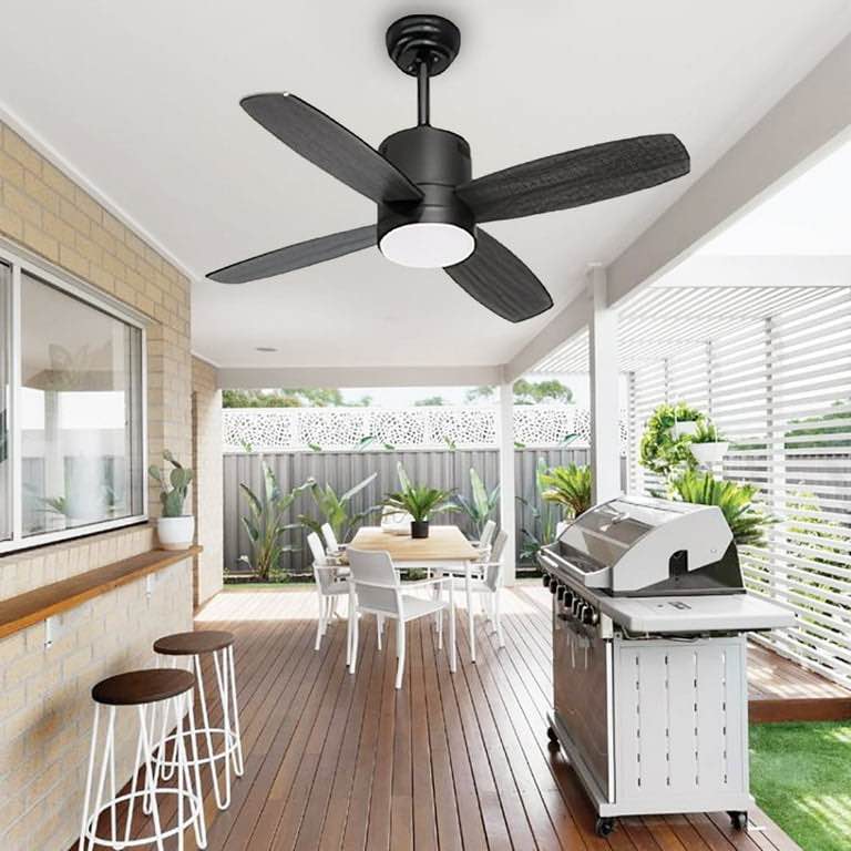 (color brown))Ohniyou 38" Outdoor Ceiling Fans with Light and Remote 4 Blades Small Dimmable Modern Ceiling Fans for Covered Patio Porch