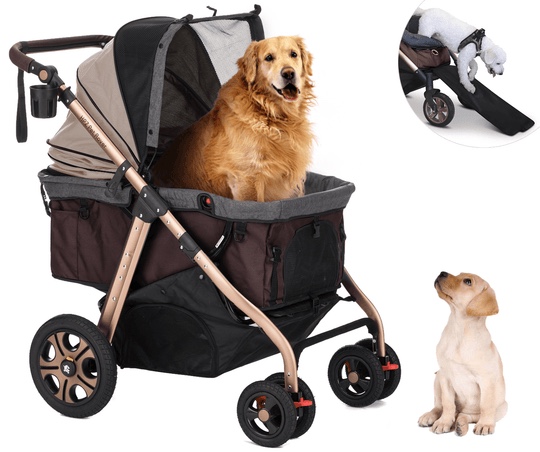 hpzâ„¢ pet rover titan hd premium super-size stroller suv for dogs, cats and pets (taupe)