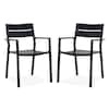 Black Stackable Metal Patio Chairs, Outdoor Lawn Dining Chairs for Garden, Backyard, Poolside (2-Pack)