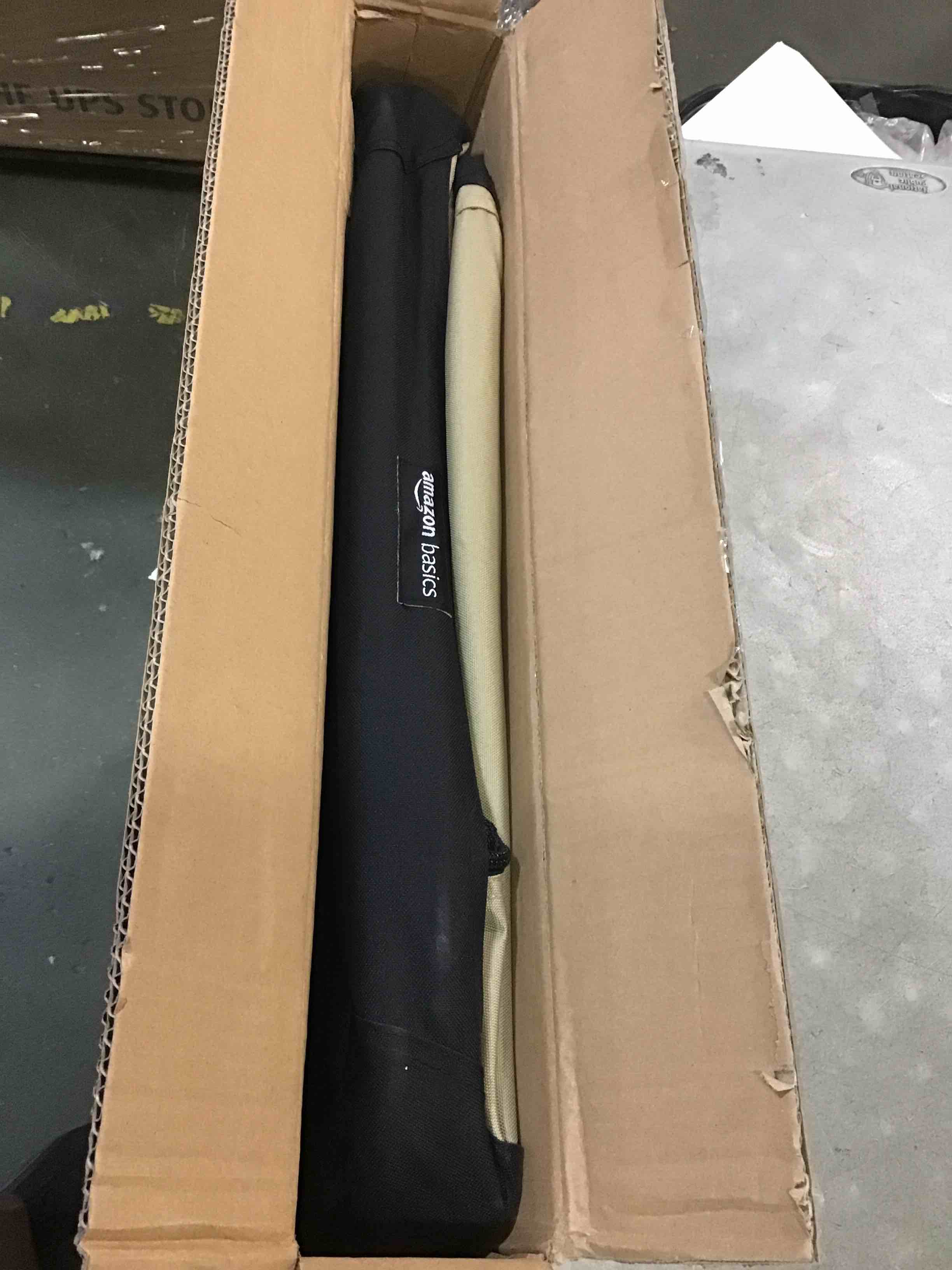 Condition photo showing As Is for Amazon Basics - Folding Soft Crate for Cat, Dog, Rabbit, 36 Inch, Tan, 35.8"L x 24.0"W x 24.0"H