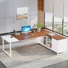 Large L-Shaped Desk, 70.87" Executive Desk with 55" File Cabinet model HOGA-XK00592-2