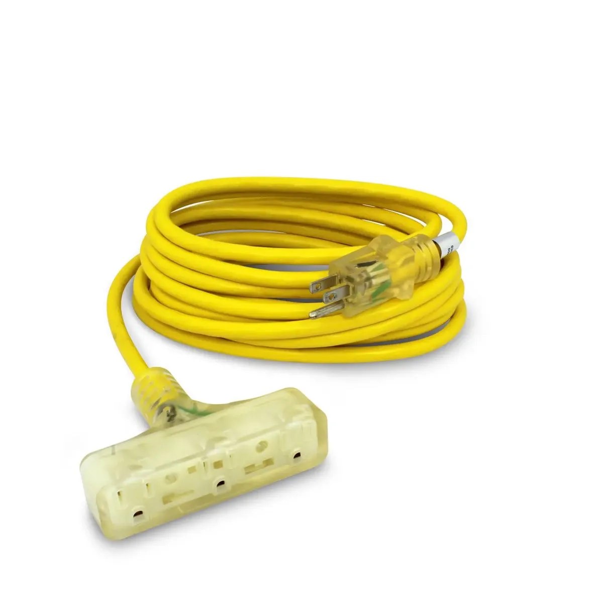 Electric Extension with a third grounding protection line. Manufactured with a 3-conductor SJTW flexible cable
