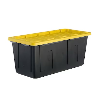 Project Source Commander X-large 50-Gallons (200-Quart) Black and Yellow Heavy Duty Tote