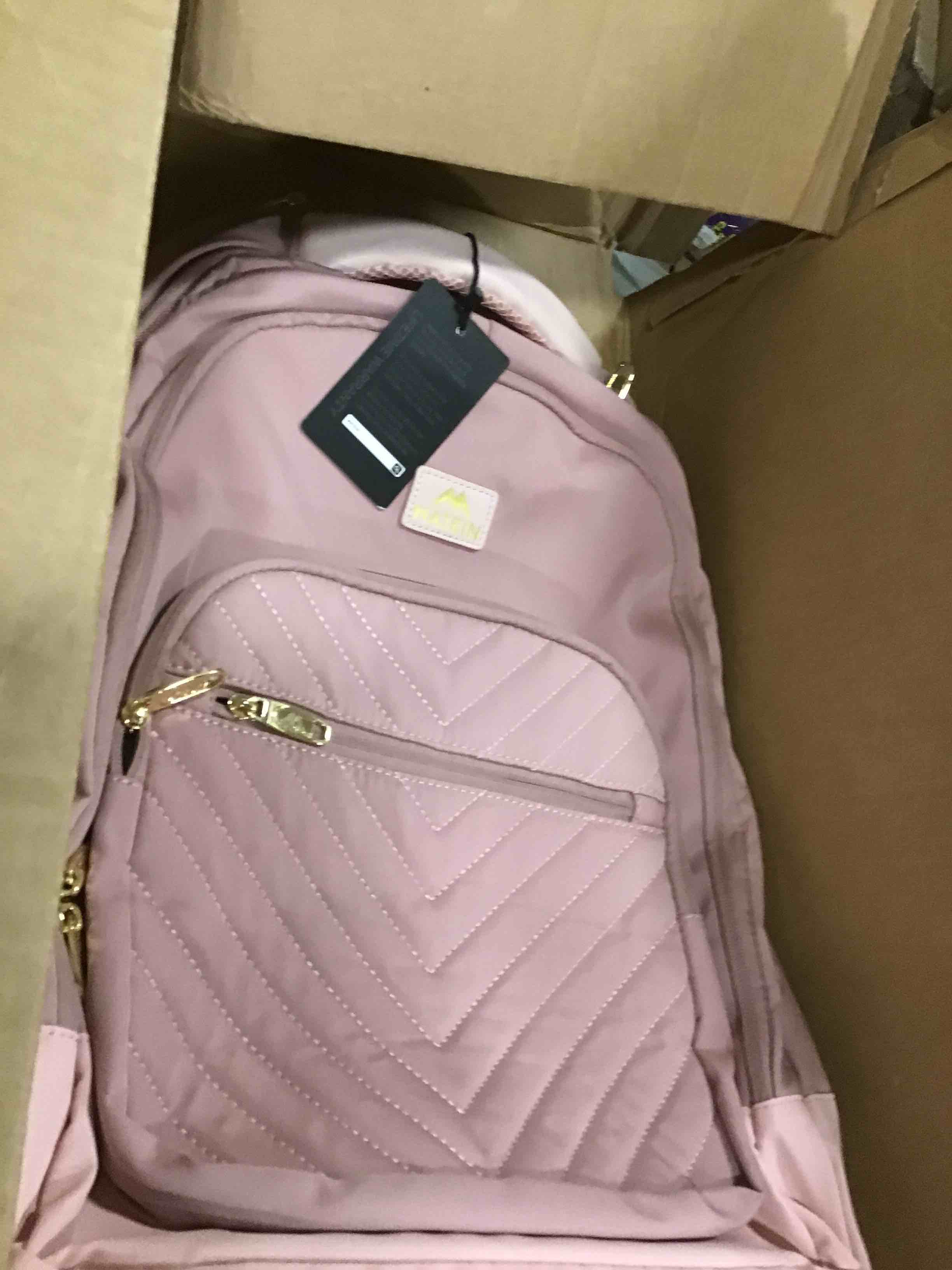 Condition photo showing Good Condition for MATEIN Rolling Backpack for Women, 17 Inch Travel Laptop Backpacks with Wheels, Large Carry On Business Luggage Roller Backpack, Waterproof Trolley Suitcase Overnight College Work Computer Bag, Pink