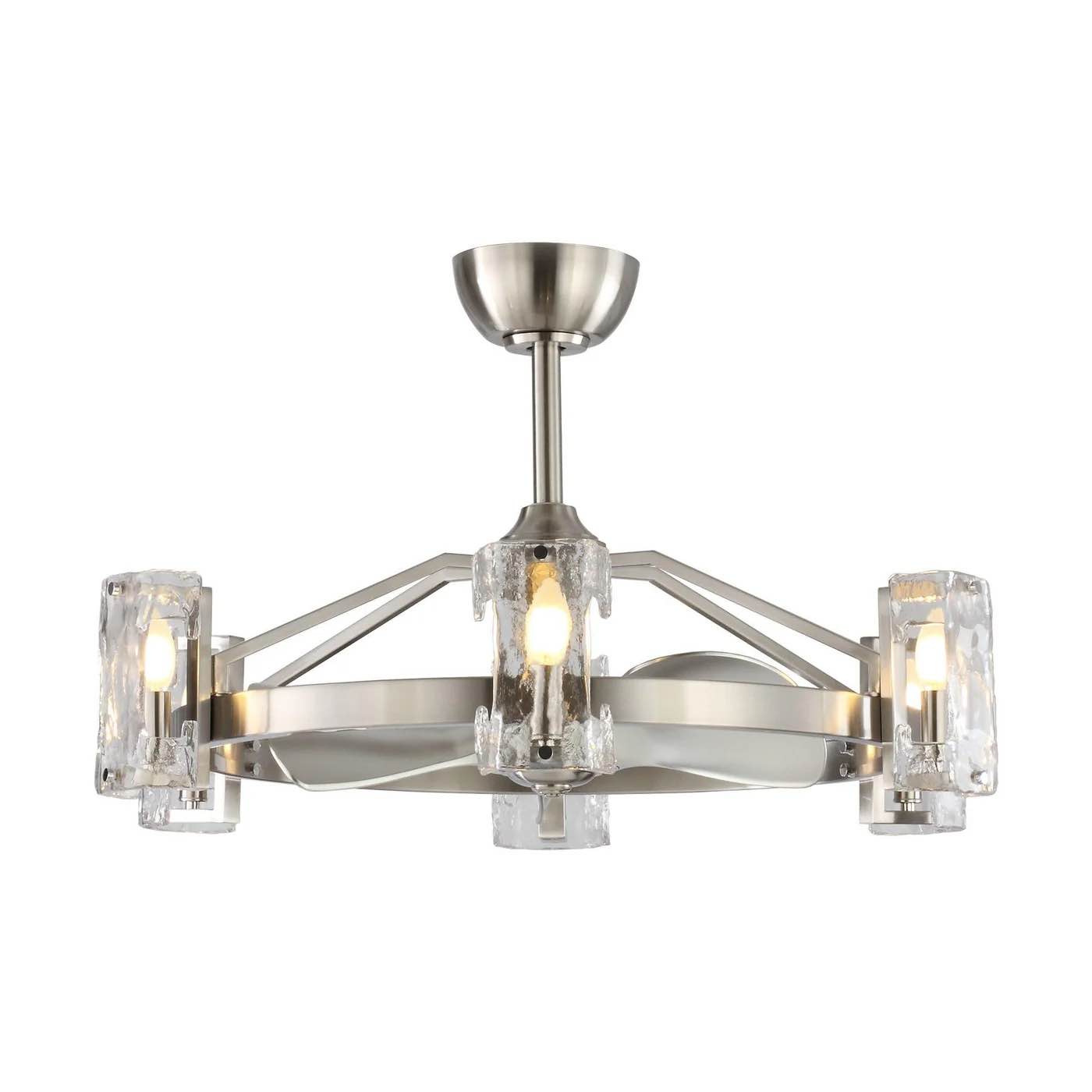 Parrot uncle 34 modern chandelier 3 blades and 6 lights ceiling fan with glass lampshade