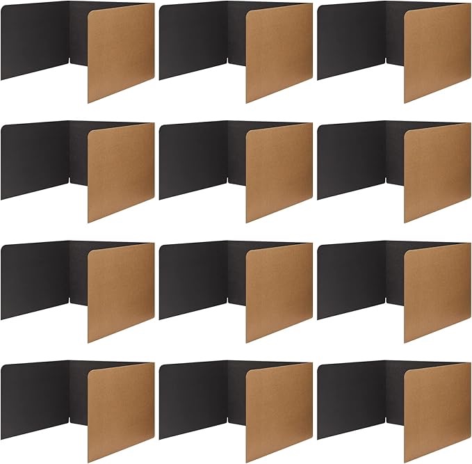 Classroom Desk Dividers for Students Test Privacy Folders for Better Focus Overall Size 13" x 20" x 17" Study Cardboard for School Testing (Brown, 30 Pcs)