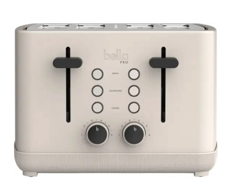 bella PRO - 4-Slice Toaster with Extra Wide Slots - Oatmilk