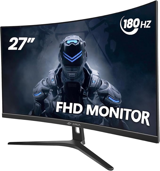 CRUA 27" 144hz/165HZ Curved Gaming Monitor, Full HD 1080P 1800R Frameless Computer Monitor, 1ms GTG with FreeSync, Low Motion Blur, Eye Care, VESA, DisplayPort, HDMI, Black