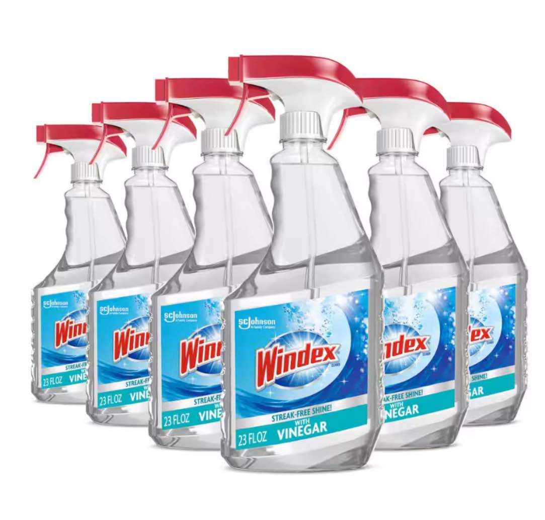 Windex Multi-Surface Vinegar Cleaner, Fresh Clean Scent, 23 oz Spray Bottle, 6/Carton