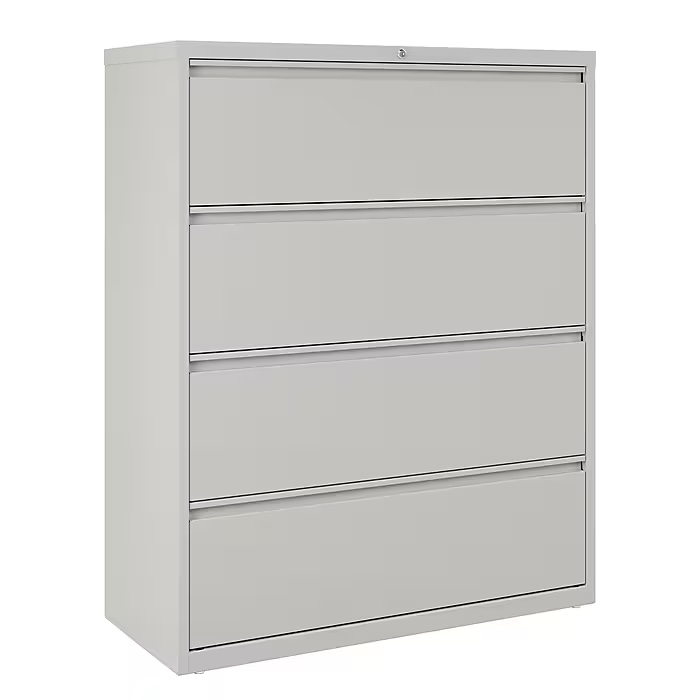 Staples 4-Drawer Lateral File Cabinet, Locking, Letter/Legal, Gray,