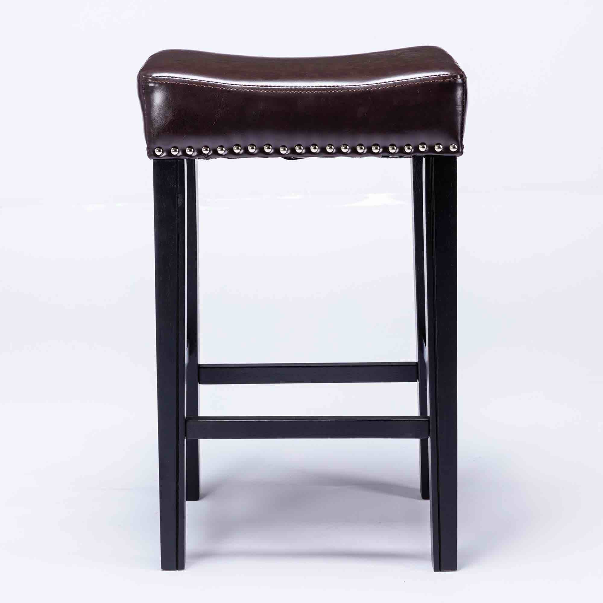 29" Upholstered Nail Head Counter Stool brown