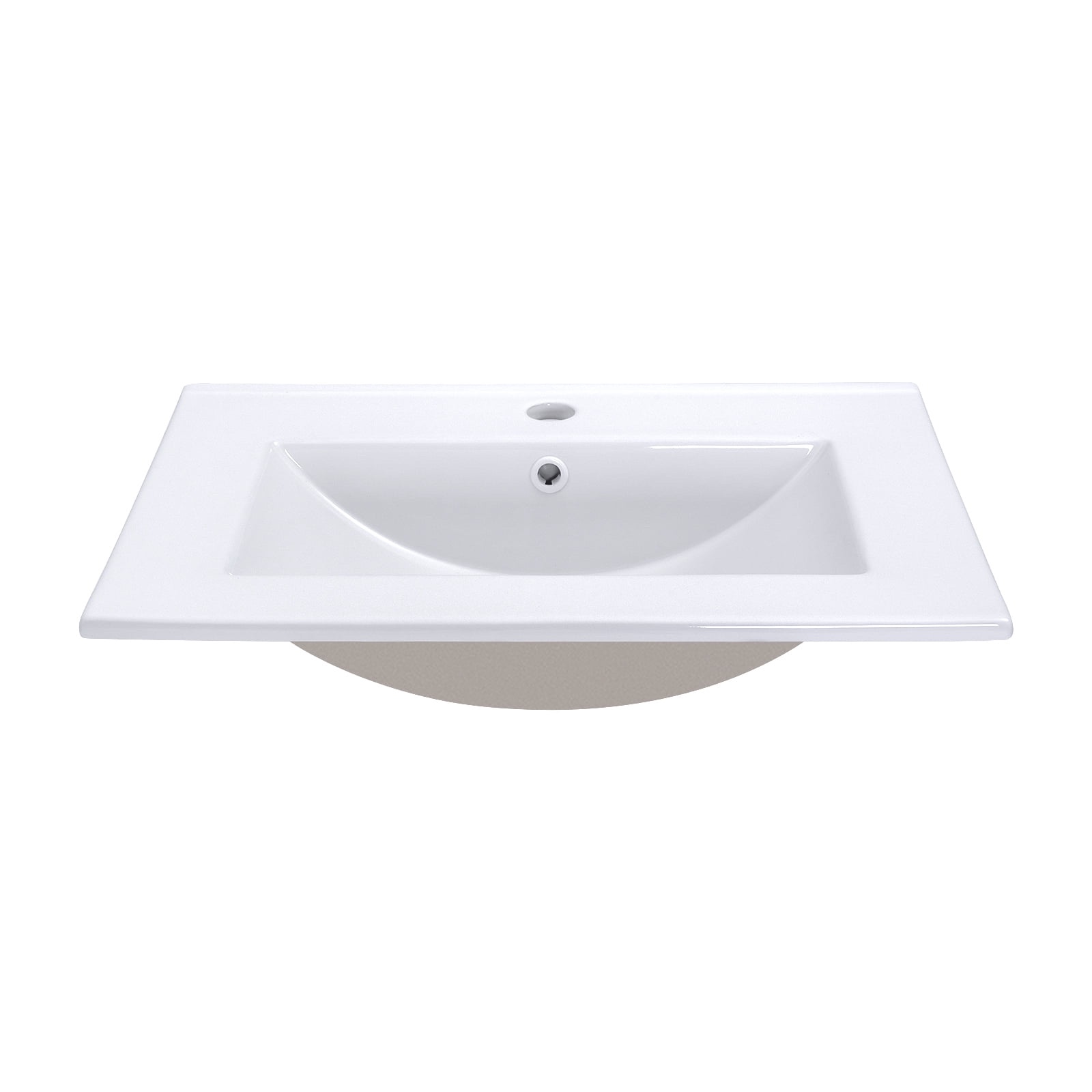 24" x18.3" Drop-In Bathroom Sink Rectangle Porcelain Ceramic  Top Vessel Sink White