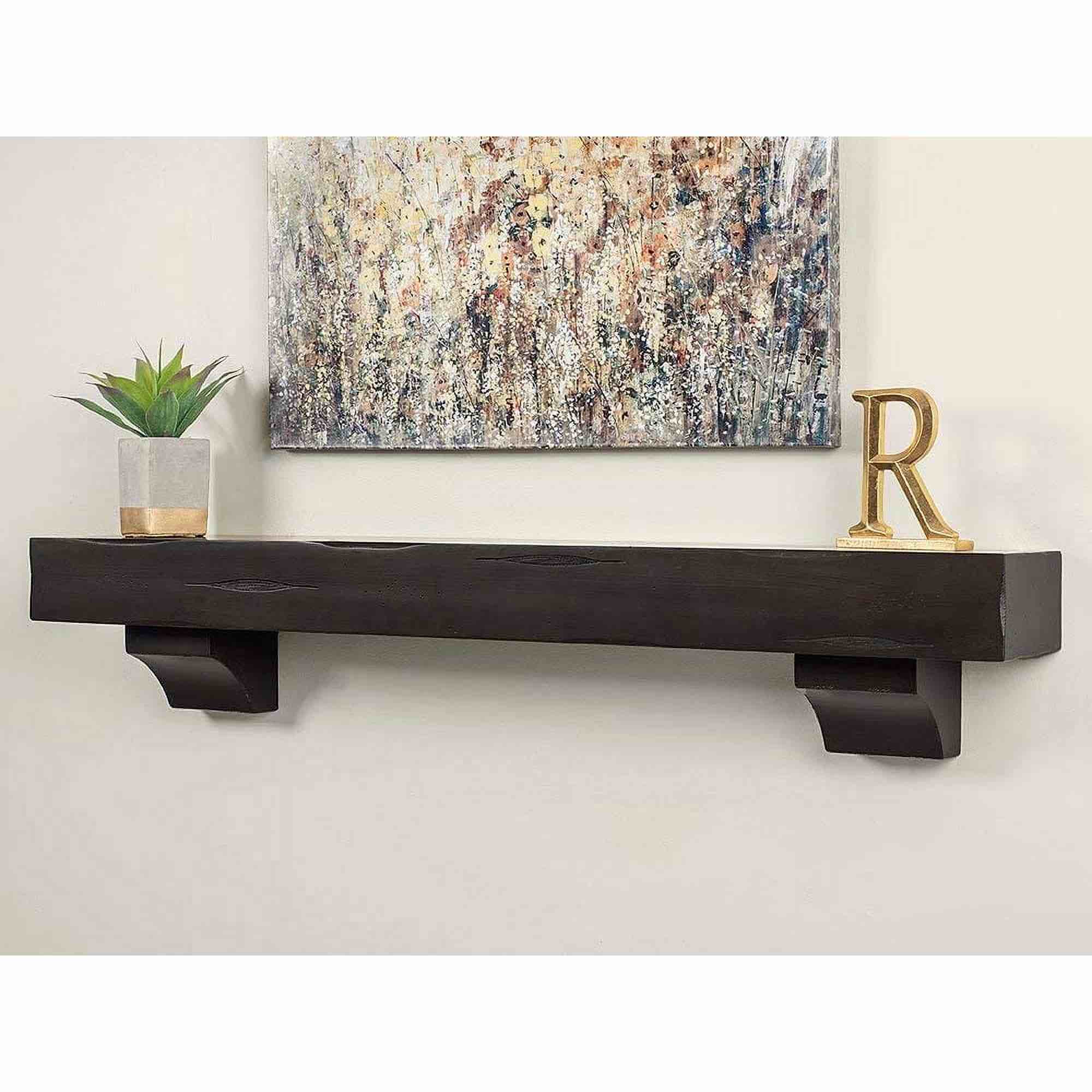 Mantels Direct Breckenridge 60" Rustic Distressed Wood Fireplace Mantel Shelf - Espresso
