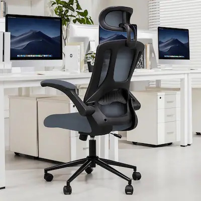 LTMATE Black Transitional Ergonomic Adjustable Height Swivel Foam Desk Chair