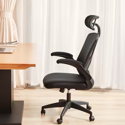 prilinex Black Contemporary Ergonomic Adjustable Height Swivel Polyester Desk Chair beige 