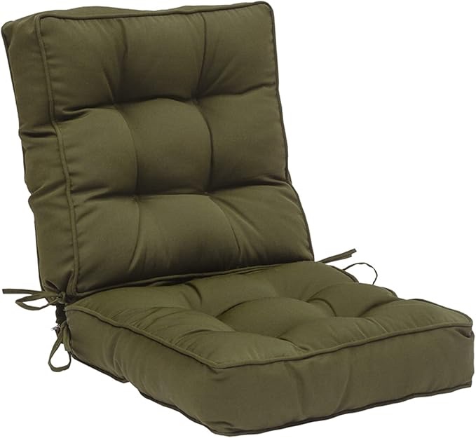 QILLOWAY Indoor/Outdoor Square Seat Patio Cushion,19-Inches,Upper and Lower with Ties (SAGE)