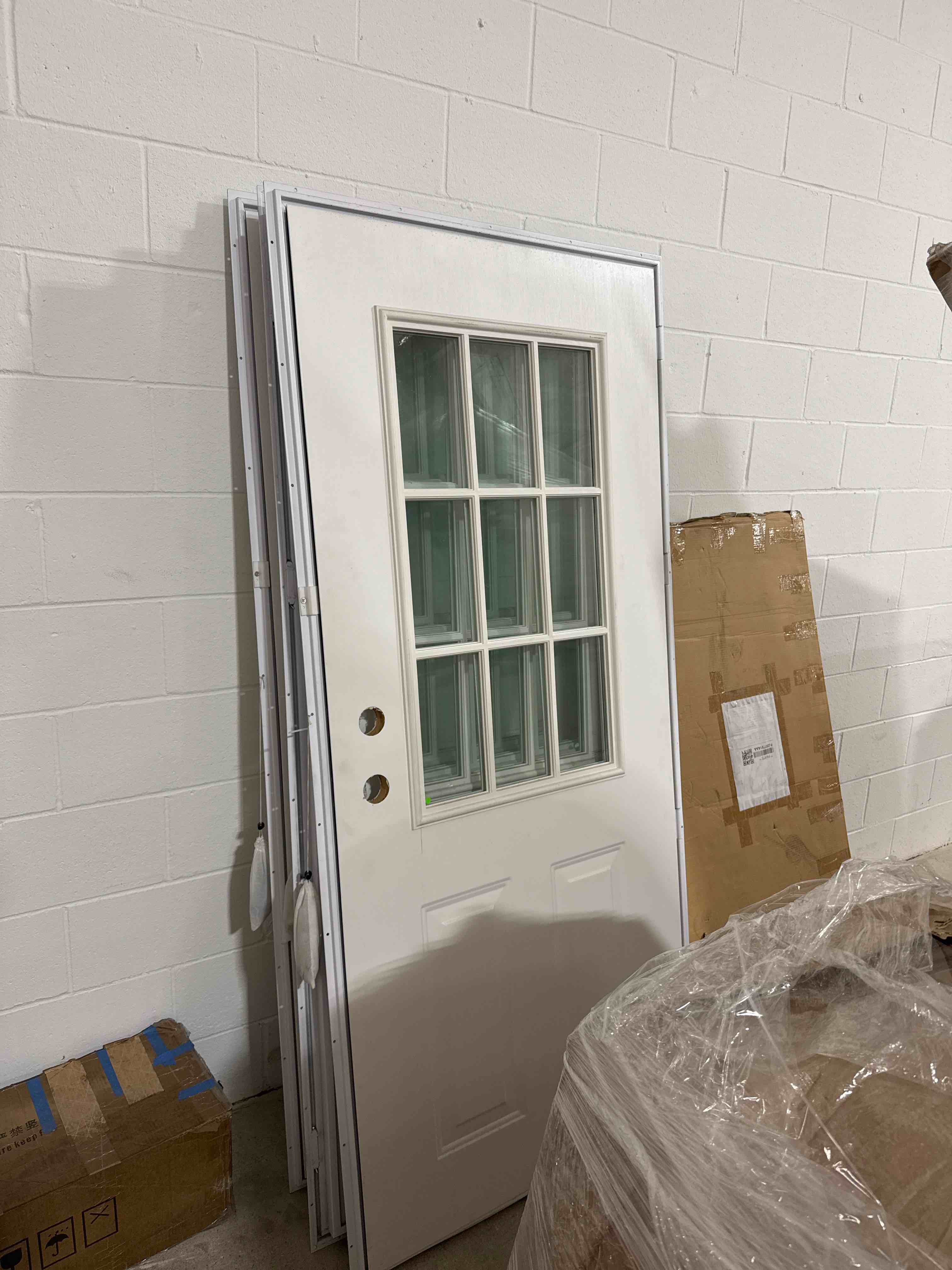 34 x 76 nine light out swing steel door prehung