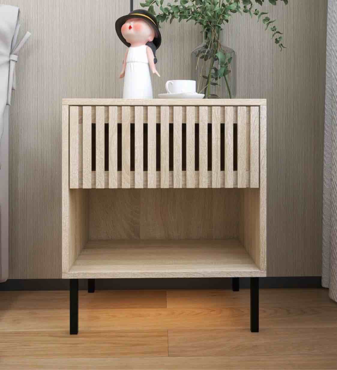 Set of 2, 1-Drawer Nightstand Accent Side Table