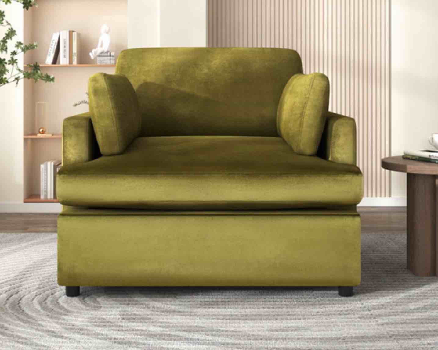 Oversized Accent Chair Comfortable Armrest Cushions, Versatile Neutral Style, Elegant Design, Durable Frame ( Green