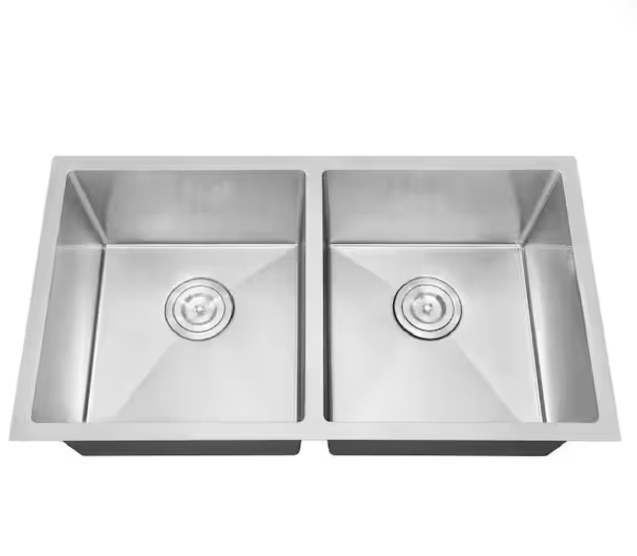 Brushed Stainless Steel 32 in. Double Bowl Undermount Scratch-Resistant Nano Kitchen Sink With Strainer