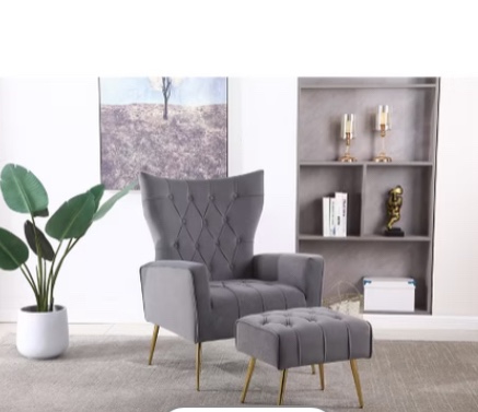 JCUP Single Accent Chair with Ottoman - Luxurio