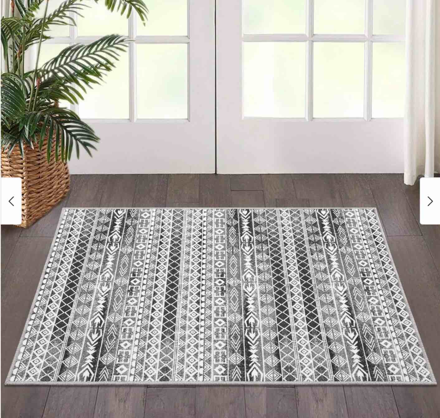 Geometric Area Rug - Machine Washable, Easy-Cleaning