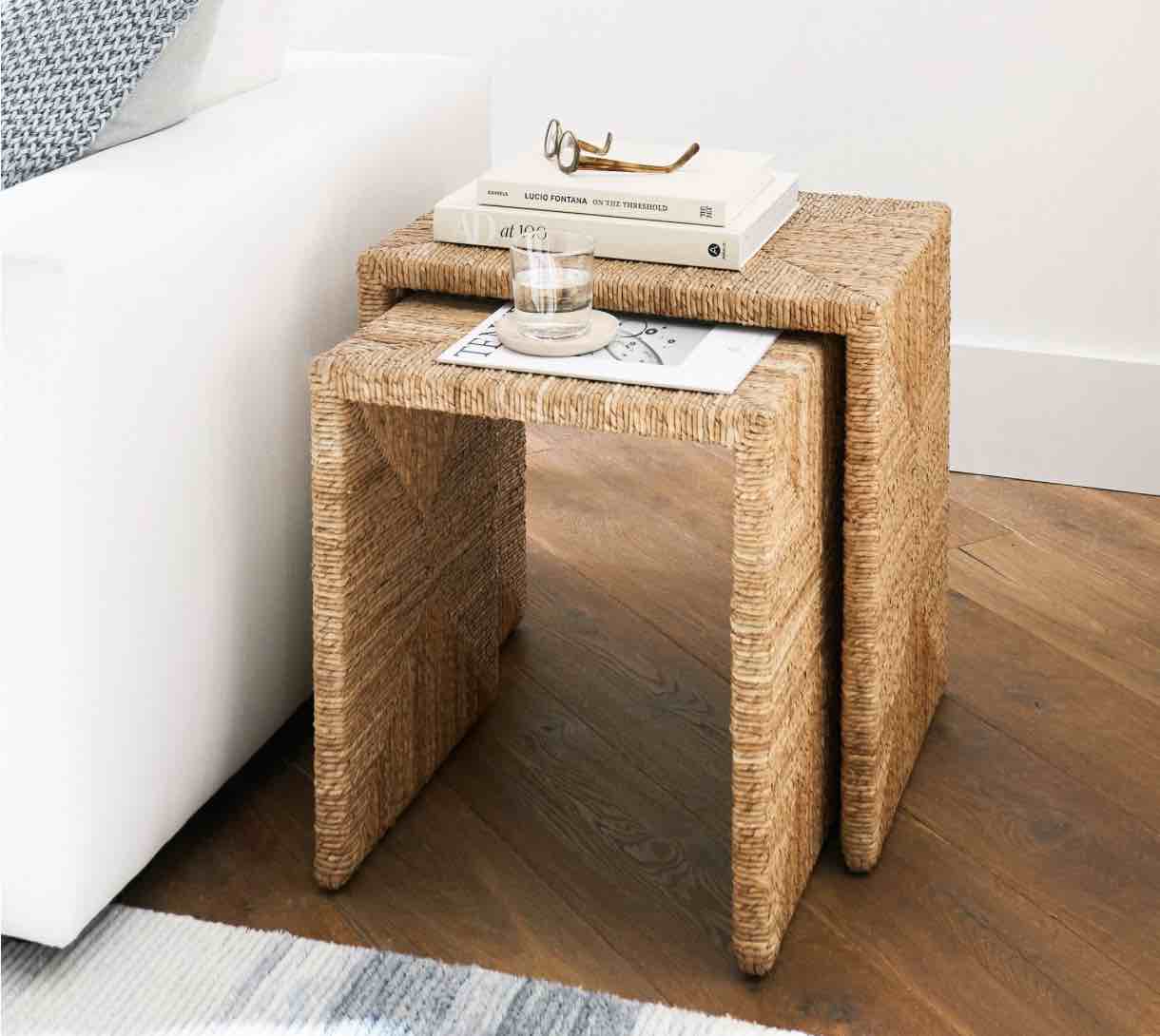 Malibu Rectangular Woven Nesting Table 