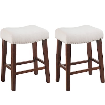 prilinex 2 -Set Beige 24.0-Inches H Counter height Saddle seat Upholstered Wood Bar