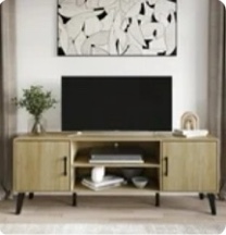 Castle Place Timeless TV Stand Console for TVs up to 65", Light Oak