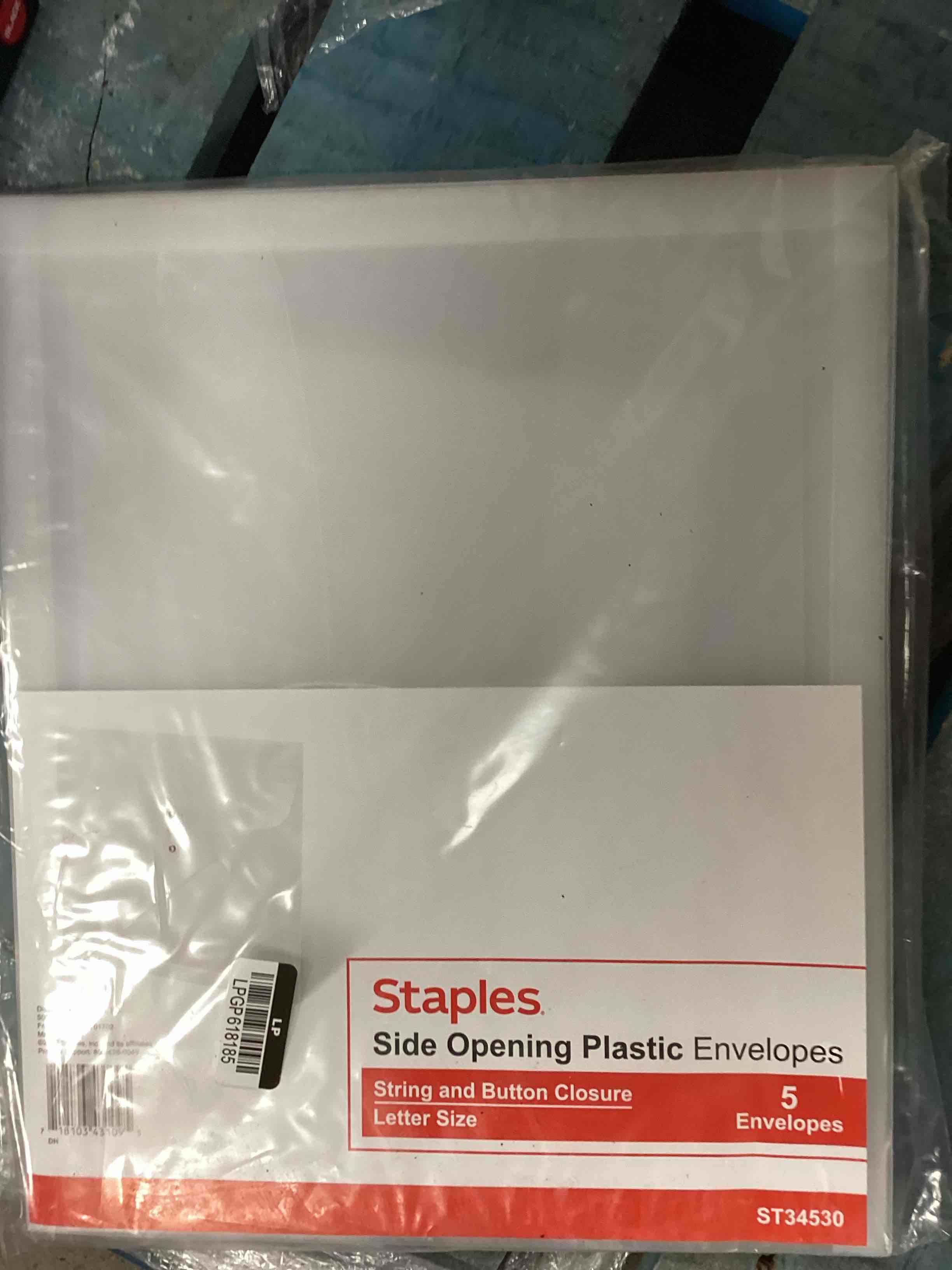 staples side opening plastic envelopes 