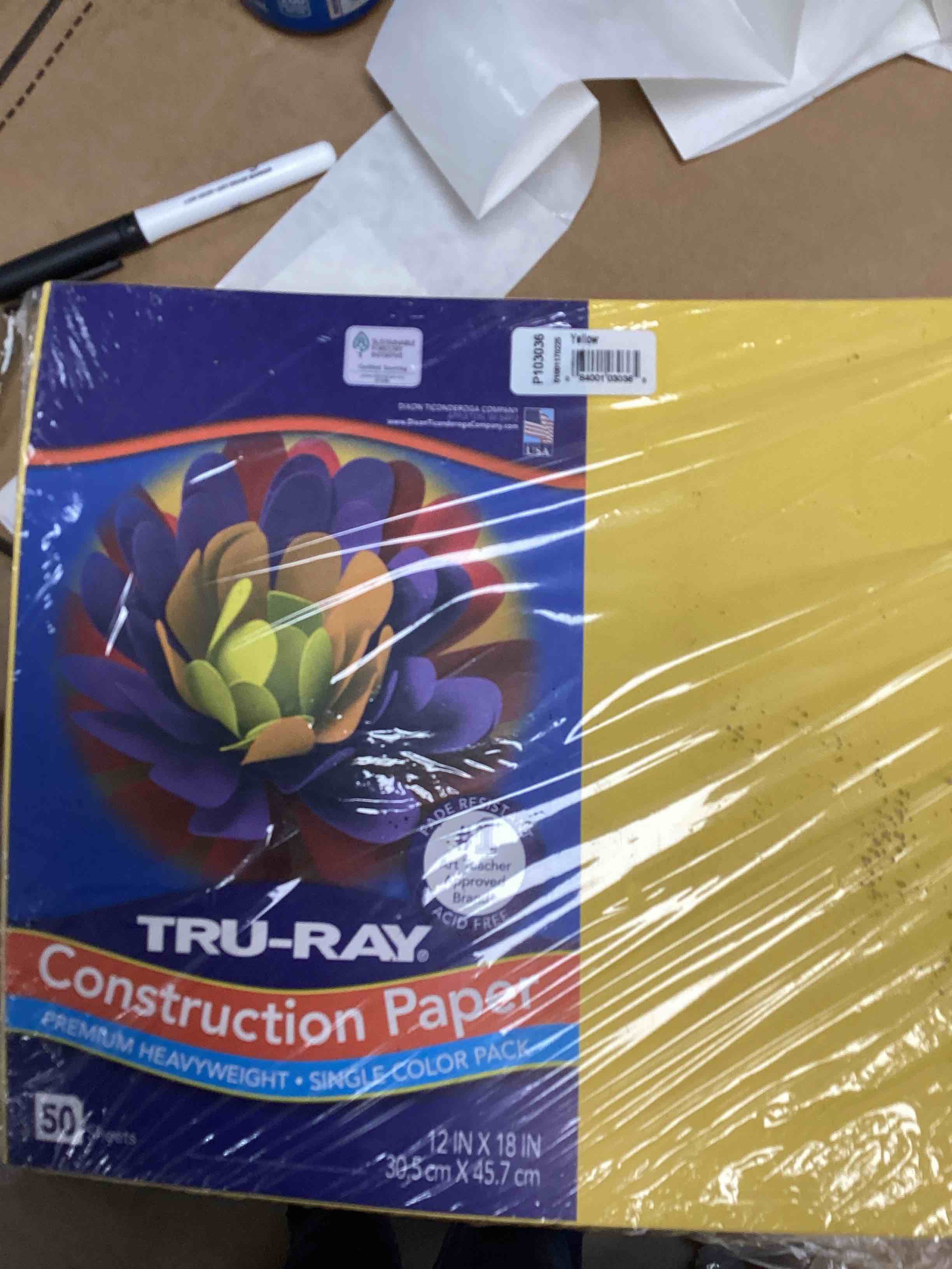 Tru-Ray® Heavyweight Construction Paper, Yellow, 12" x 18", 50 Sheets