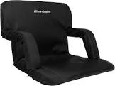 Wide Stadium Chair Cushion - Bleacher Seat with Padded Back Support, Armrests, 6 Recline Positions, and Portable Carry Straps by Home-Complete (Black)