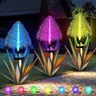 Homight Metal Outdoor Decoration Gift Christmas Decorations Outdoor Metal Agave Yard Art Garden Lights Solar Outdoor, 7 Color Changing Garden Yard Pathway Xmas Decor Waterproof (2 pcs Light Green)
