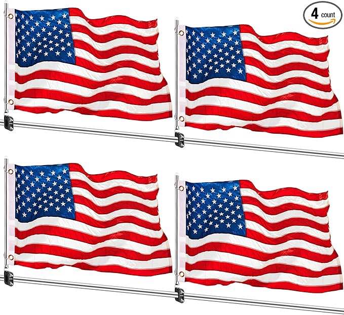 Gisafai 4 PCs 18 Boat Flag Pole or Summer Golf Cart Outdoor Decor American Flag