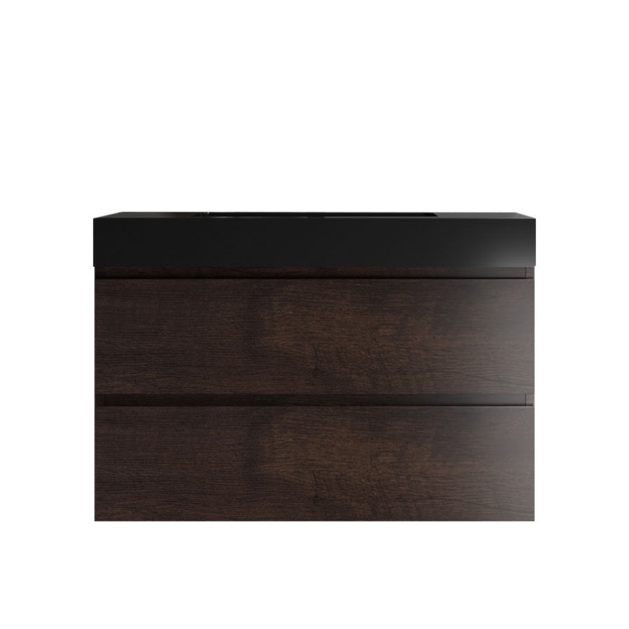 36W-105,Wall Mount Cabinet Without Basin,Walnut Color,with Two Drawers