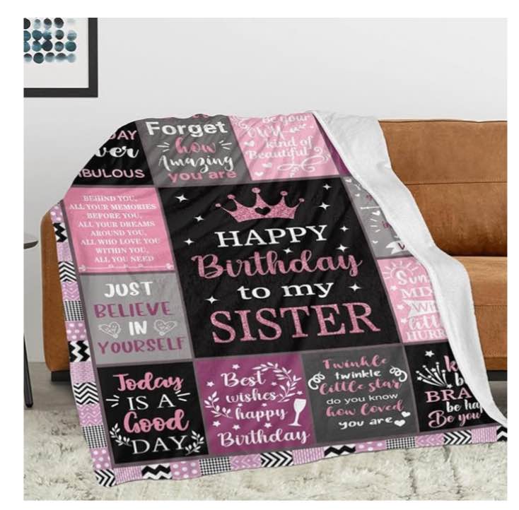 Personalized Sister Birthday Gifts from Sister Brother,Custom Birthday Blanket and Throws, Birthday Gift for Sister Adult, Gifts for Sister Birthday, Happy Birthday Sister Gift Ideas Throw Blanket