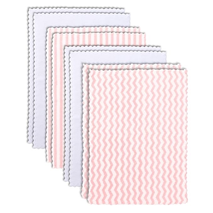 8 Pack Super Soft Baby Burp Cloths, Baby Washcloths, Ultra Absorbent Large Newborn Burping Cloth for Boy and Girl, Milk Spit Up Rags, Unisex for Baby Sensitive Skin, Pink and White
