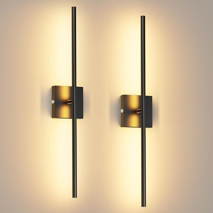 Battery Operated Wall Sconces Set of 2,Wireless Rechargeable Wall Lights: Dimmable Detachable Wall Lamp with Remote Control, 3000K-6500K Infinite Dimming, Wall Sconce for Bedroom Room 27.5 Inch
