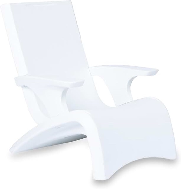 Step2 Vero Adirondack Chair, Stylish Poolside Lounger, Fade-Resistant, Waterproof Patio Furniture for Sun Shelf, Use in Pools up to 9-Inches of Water, Weighted, White