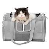 Sedioso Pet Carrier for Large and Medium Cats, 10.6X 10.6in Carrier for 2 Kitties, All-Sided Mesh Cat Carrier with Great Ventilation, Portable Soft Sided Carrier Up to 25lbs for Traveling(Grey) C28