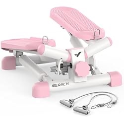 MERACH Mini Stepper for Exercise, Twist Stair Stepper 330LBS Capacity, Stepper Exercise Equipment with Resistance Bands for Full Body Workout at Home